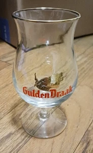 Gulden Draak Belgian Tulip Beer Glass Gold Rim .25 Liter 6 1/8" Tall - Picture 1 of 2