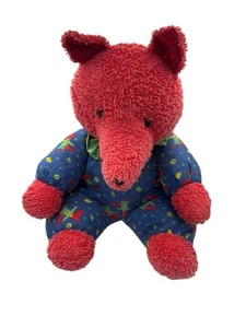 SIGIKID FUCHS STOFFTIER FROTTEE Rot blau FOX KUSCHELTIER 80ER VINTAGE 30 CM - Bild 1 von 6