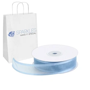 Nastro organza 7/8" larghezza 25 iarde rotolo - blu acqua - bordo raso tinta unita fa - Foto 1 di 4