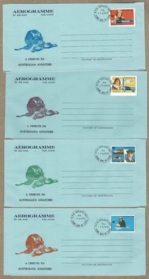 Australia 1978 BERGEN Firmado AVIATORS Homenaje Aerograma x 4 Colores Foto 1 de 2