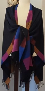 VTG Jimmy Hourihan Molina Reversible Cape Shawl 60x42" Blocked Multi-color New - Picture 1 of 8