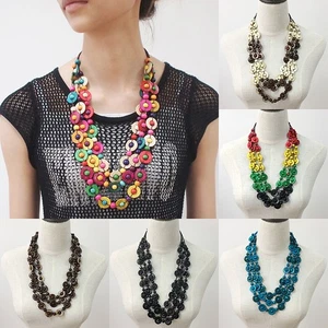 Moda Para Mujer Boho Madera Cadena Colgante Babero Collar Joyería Regalo - Imagen 1 de 16