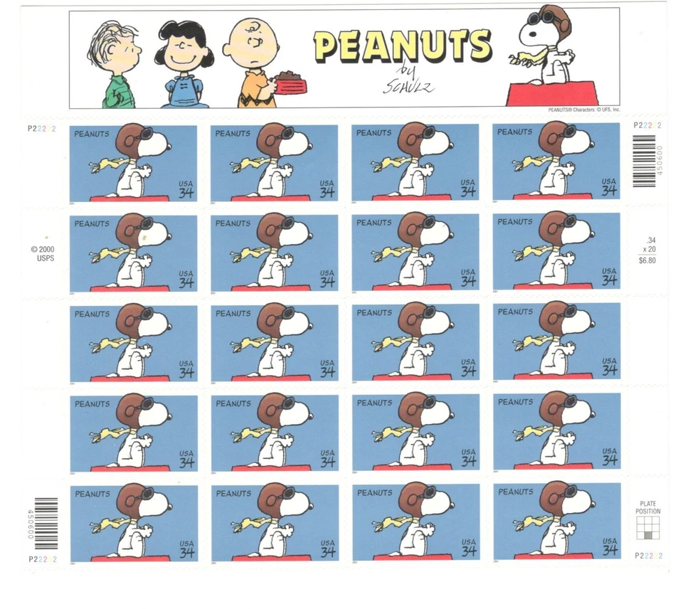 Sc # 3507 ~ Full Pane ~ 34¢ Peanuts Issue - Image 1 of 1