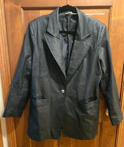 Styleworks Lederjacke Damen L 14 schwarz lange Länge minimalistischer Blazer sehr guter Zustand - Bild 1 von 11