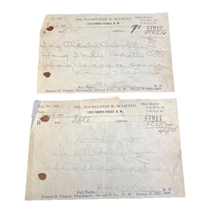 Antike Rx Arzt Rezepte Drogistenformulare Dr Hamilton S Martin 1920 Waschung DC - Bild 1 von 4
