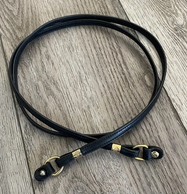 Vtg Gucci Black Leather 3/8” Crossbody Bag Replacement Strap & Side Hardware 47” - Image 1 of 4