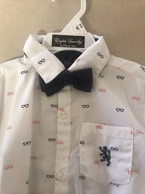 Nueva lavandería inglesa de una pieza con corbata blanca talla 24 meses Foto 1 de 4
