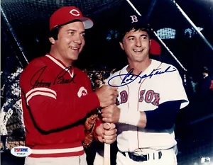 JOHNNY BENCH & CARL YASTRZEMSKI PSA/DNA SIGNED 8X10 PHOTOGRAPH AUTOGRAPH AUTO - Picture 1 of 2