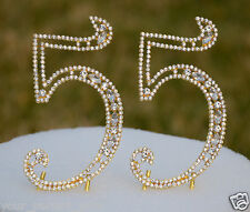 5" Rhinestone Gold Number Fifty Five 55 Bling Cake Topper Birthday Anniversary