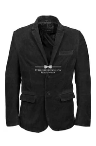 Herren Leder BLAZER Schwarz Wildleder Klassisch ITALIENISCH Maßgeschneidert Weich ECHTLEDER 3450 - Bild 1 von 7