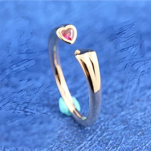 Nuevo Auténtico Anillo de Apertura Corazón Oro Rosa Brillante Plata de Ley 925 - Imagen 1 de 4