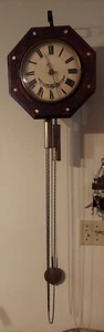 ANTIQUE WAG ON WALL CLOCK WITH PEARL INLAY, WEIGHTS+ PENDULUM INCL-NOT WORKING - Picture 1 of 17