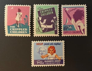 Crippled Children & Elizabeth Kenny Polio Foundation Charity Stamps 4 diff - MNH - Imagen 1 de 1