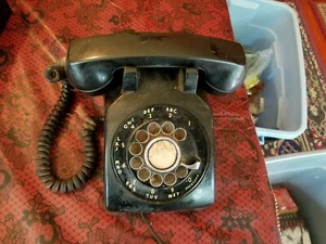 Teléfono con cable eléctrico vintage Black Western con esfera giratoria sin probar - Imagen 1 de 7