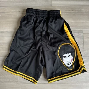 RETRO Mperial Sportswear Bruce Lee Black & Yellow YOUTH Basketball Shorts L - Picture 1 of 10