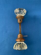 Vintage Door Knob Clear Glass Crystal 12 Point set w/ Brass Spindle