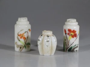 3er Set viktorianische EAPG Milchglas Salzstreuer um 1890 Gruppe #3 - Bild 1 von 4