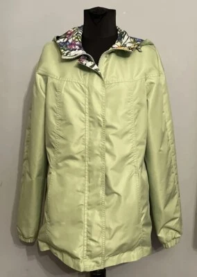 Green Hooded Coat Size XS with Floral Lining Reversible - image 1 of 4