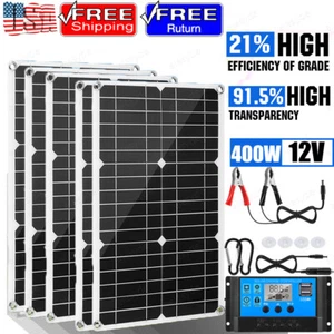Lot 400W Solar Panel Kit 100A 12V Battery Charger with Controller Car RV Boat - Picture 1 of 15