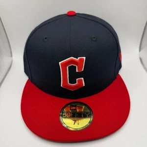 New Era 59FIFTY Cleveland Guardians Red/Navy MLB Fitted Hat Size 7 1/8 - Picture 1 of 5