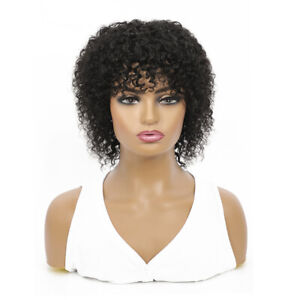 10A Human Hair Wigs Kinky Curly Machine Made Wigs for Black Women Remy Hair 10in