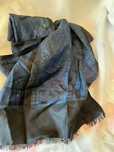 UNBRANDED-NAVY PAISLEY 100% SILK SIZE 23X48'' SCARF FOR MEN - Picture 1 of 1