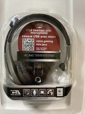 Cyber Acoustics AC-840 Black/Gray Headband Headsets - Image 1 of 4