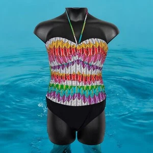 GOTTEX PROFILE "Mexicana" One-Piece Ruched Halter Swim Suit Resort Size 12D EUC  - Picture 1 of 8