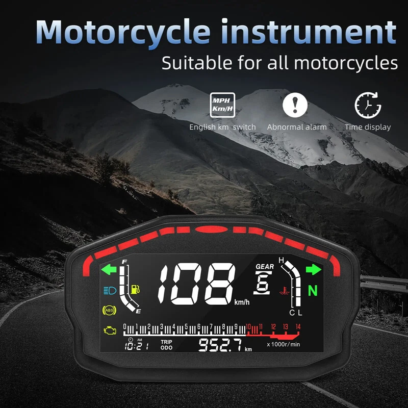 Motorcycle Universal LCD Display Tachometer Water Thermometer Display Dashboard - Image 1 of 4