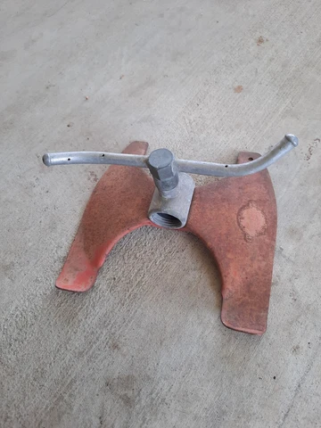 Vintage Metal Yard Garden Sprinkler Orange Crescent Steel Detroit Cover
