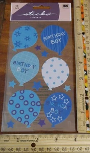 EK Success Sticko Glitter stickers Birthday Boy Balloons 13 pieces - Picture 1 of 2