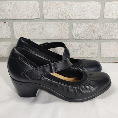 Clarks Emily 2 Mabel Leather Heels Black Mary Jane Style Dark Academia Soft Goth - Image 1 of 4