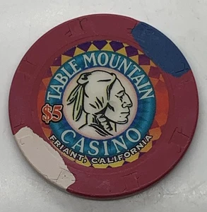 Table Mountain Casino $5 Chip Friant California Indian Tribal H&C - Imagen 1 de 2