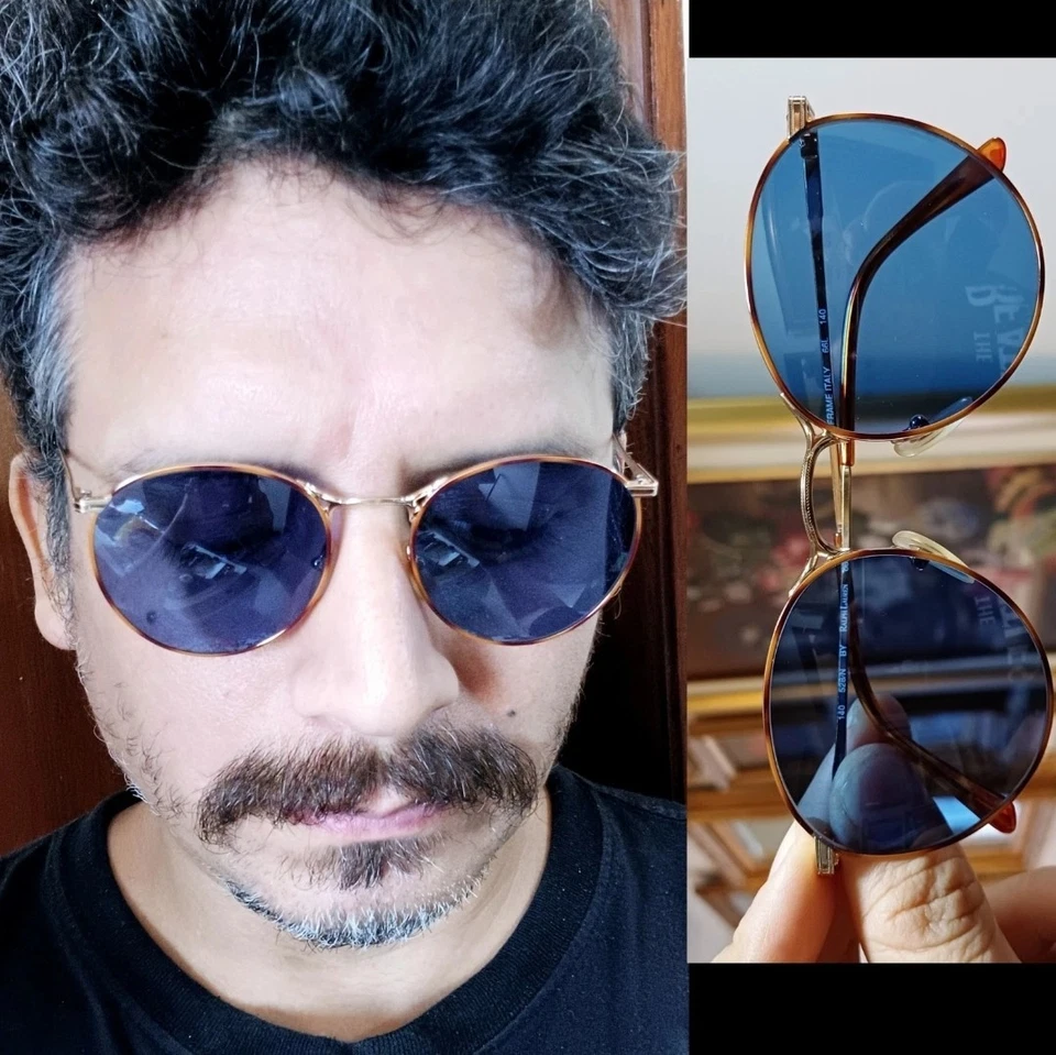 Gafas de sol redondas Ralph Lauren de 1980 hechas en Italia Lennon gafas pantuflas de metal  Foto 1 de 4