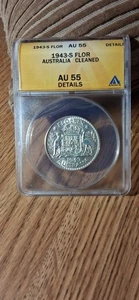 1943-s Florin Australia Anacs Au55 Cleaned - Picture 1 of 3