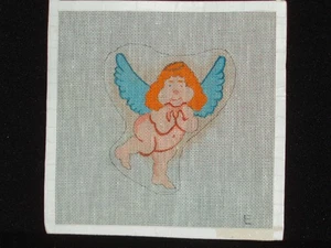 Vintage EDIE & GINGER Chubby Naked Redhaired Angel Needlepoint Canvas ORNAMENT - Picture 1 of 4