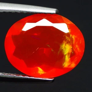 2.29 Ct Shimmering (11 x 9 mm) Oval 100% Natural Orangy Red Fire Opal Gemstones - Picture 1 of 7