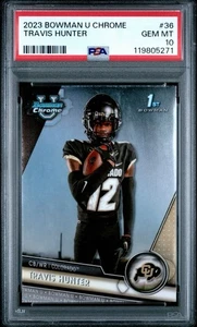 TRAVIS HUNTER 2023 Bowman U Chrome 1st #36 PSA 10 Jaguars Colorado Buffaloes - Picture 1 of 2