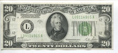 1928 B $20 FRN San Francisco Small Green Seal Currency Bill Gold Clause Hi Grade - Image 1 of 2