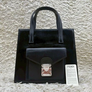 FENDI Hand Bag Tote Purse Leather Black Authentic - Picture 1 of 24