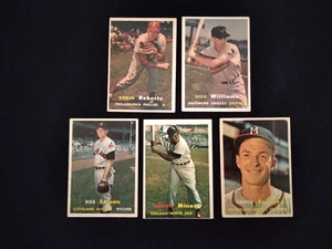 1957 Vintage Topps Lemon Roberts Williams Minoso Tanner HOF Baseball Lot 5 - Picture 1 of 5