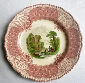 Pink Royal Doulton Transferware Chatham Plate 24cm / 9"5  1930's - Picture 1 of 3