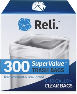 Bolsas base claras 6 en 10 gal 300 pzs resistentes bano hogar cocina oficina - Imagen 1 de 12