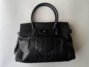 Authentic Mulberry Bayswater Black Grained Leather Handbag Soft Lining from JPN - Picture 1 of 20