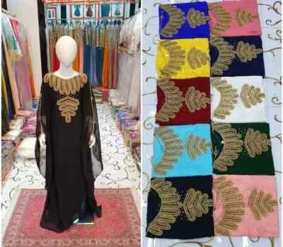 Kids New Eid Stylish Sale Long Gown Moroccan Georgette Wedding New Kaftan Ramzan - Image 1 of 3