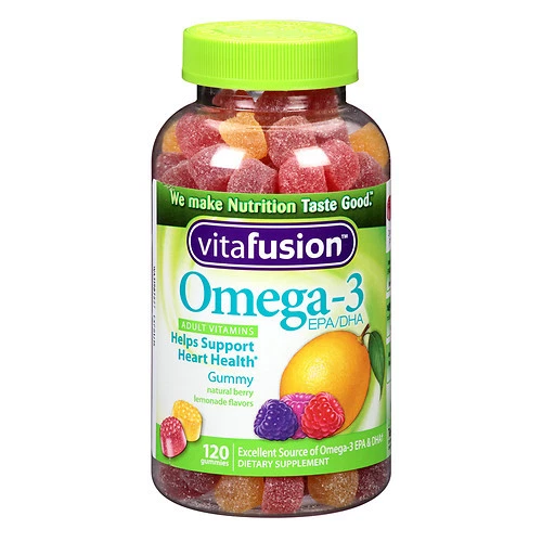 Vitafusion Omega 3 EPA/DHA, Adult Vitamins 120 Gummies, Lemon, Berry, & Cherry  - Image 1 of 1