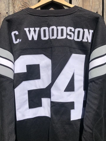 Vintage Oakland Raiders Charles Woodson Jersey #24 Reebok Sweater Y2K VTG NFL Cover