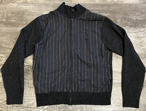 Marc Ecko Cut & Sew Sweater Wool Blend Gray Full Zip Pockets Mock Neck 21x25 1/2 - Picture 1 of 8
