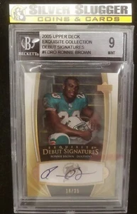 2005 Exquisite Debut Signatures PSA 9 Ronnie Brown Auto 16/25 RARE! DOLPHINS - Picture 1 of 2
