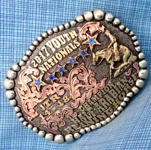 Fibbia Cintura Trofeo Campione Arabian Reining Horse 2017 Mollys Personalizzata Slvr.TAZ083 - Foto 1 di 9